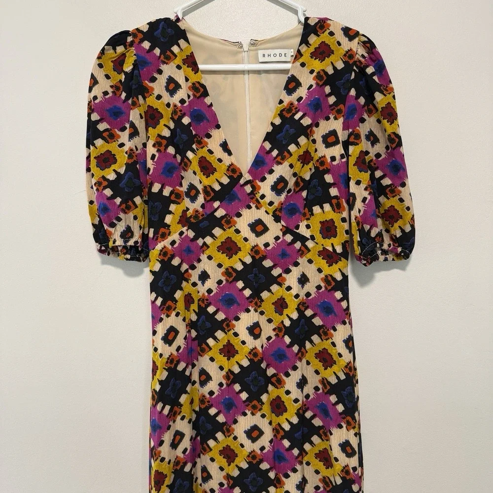 Rhode Ester V-Neck Midi Maxi Dress‎ in Aquarelle Size 2